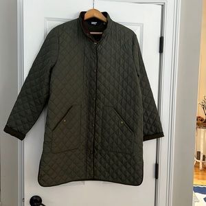 Lands End olive green quilted car coat women’s 14-16